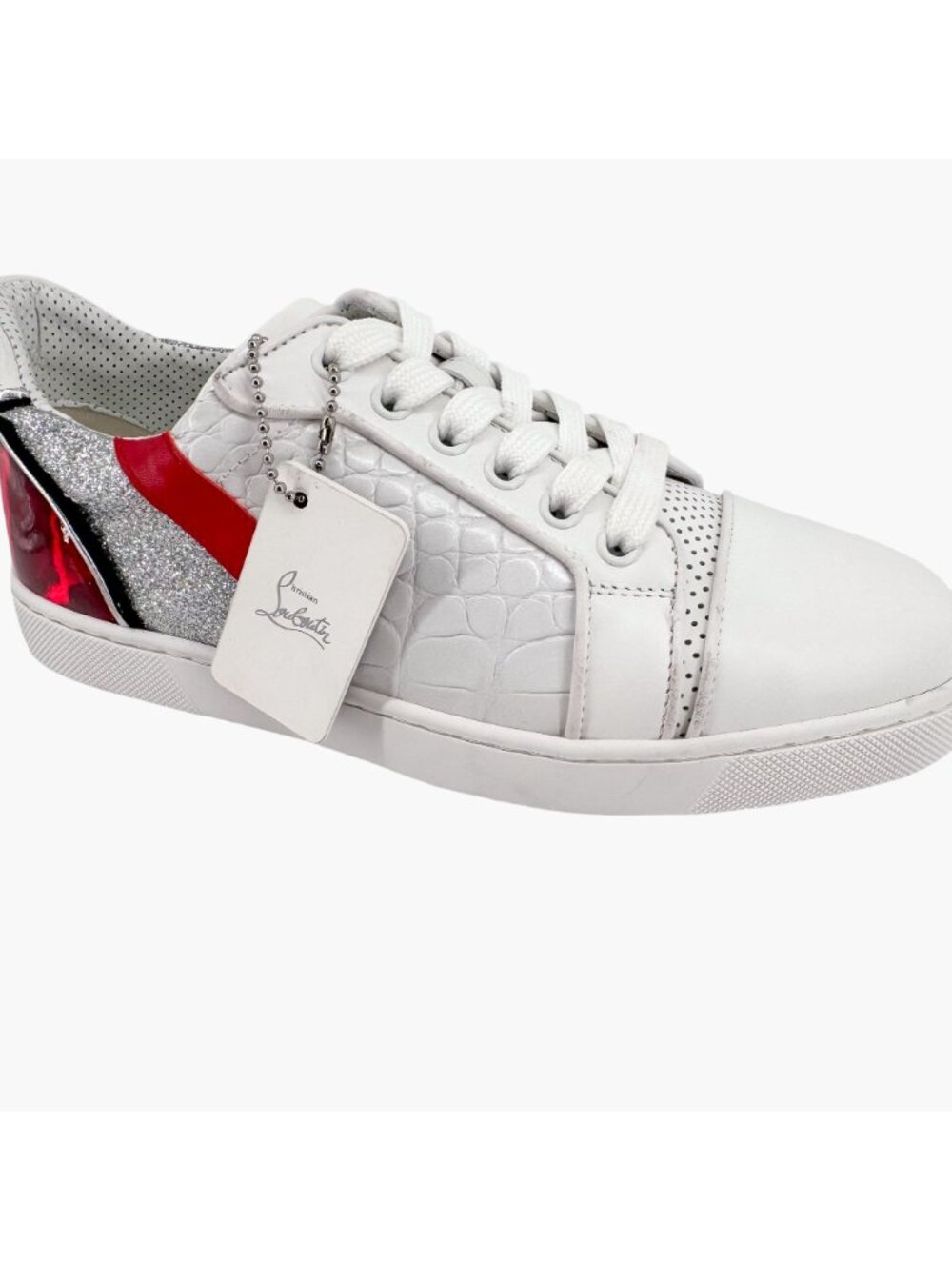 Christian Louboutin Vieira Limited Sneakers White Red Leather Size 37 US 7 Women - Picture 12 of 15
